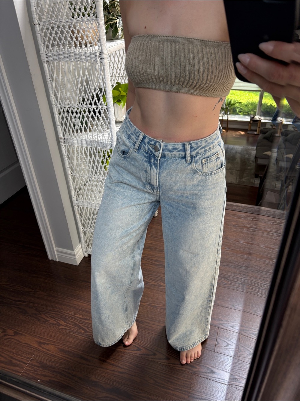 SHEIN Light Blue High-Rise Wide Leg Jeans